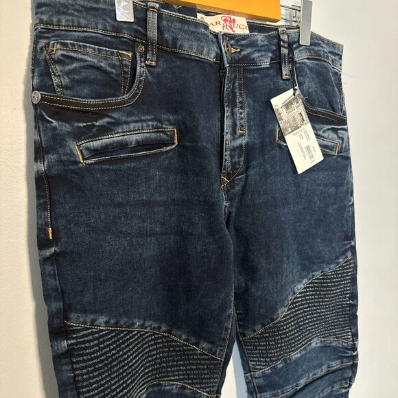 Parasuco Denim Cult Denim Men Moto TKY Dark 38 IN32 Jeans Ribbed Detailing - Picture 8 of 11